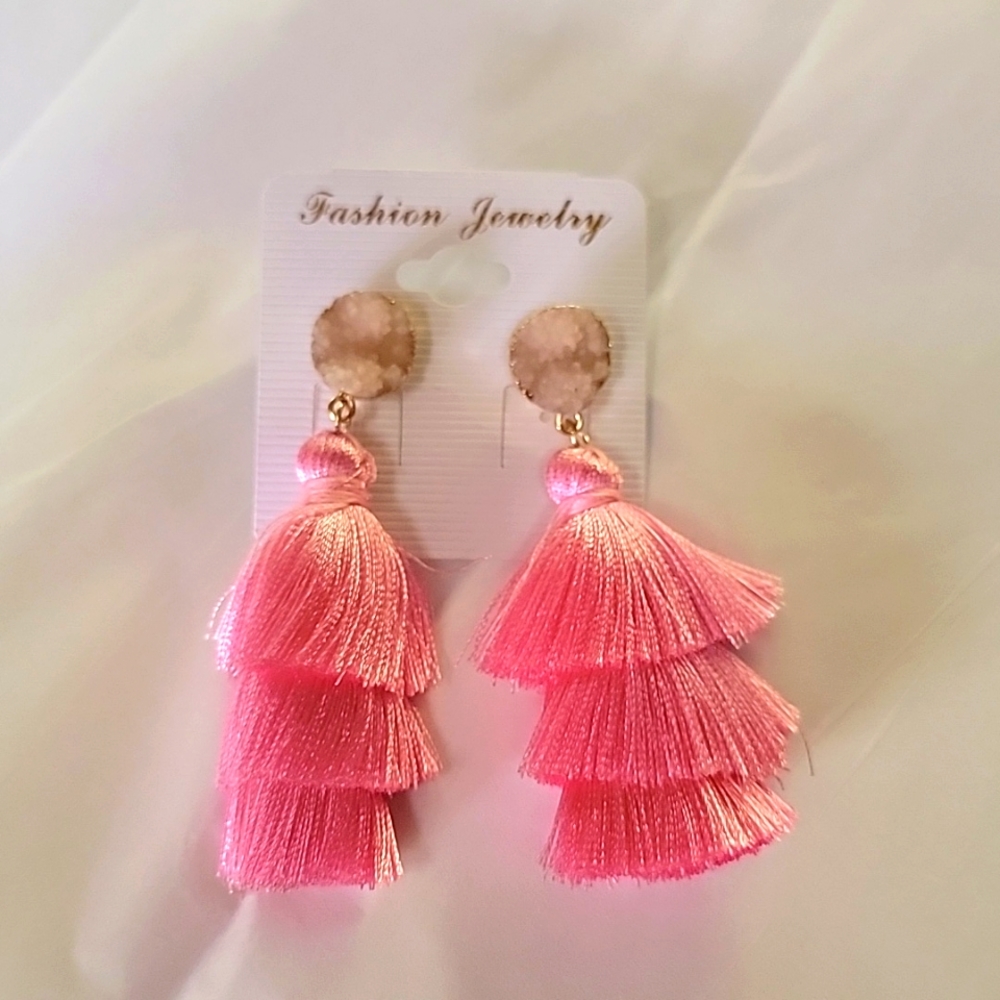 Tassle pink earrings